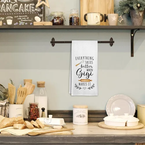 Vista 2 de Gigi - Toallas de cocina para el día de la madre, regalos de cumpleaños, para mujeres, abuelas de nietos, nietos, todo sabe mejor cuando Gigi lo