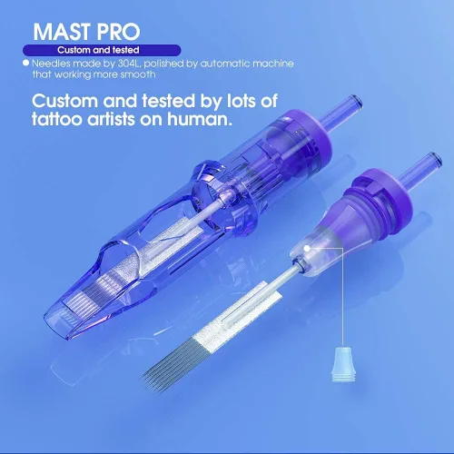 Vista 7 de Mast Tattoo Pro Cartuchos Agujas con Membrana Tamaños Mixtos Caja de 50 Pcs (10RL)