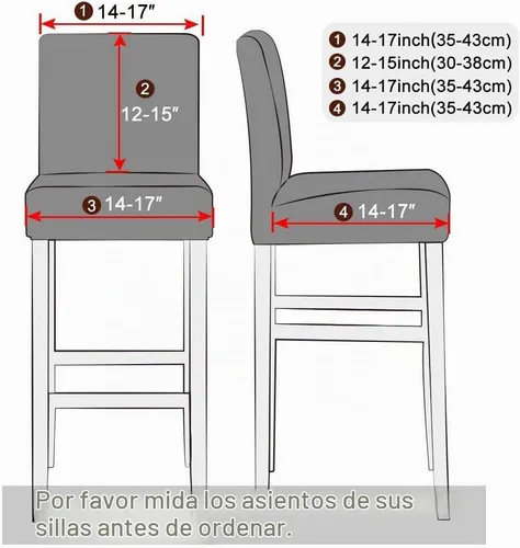 Vista 5 de Lellen Juego de 2 fundas para taburetes de bar, fundas jacquard para taburetes de bar, fundas deslizables elásticas para taburetes de bar