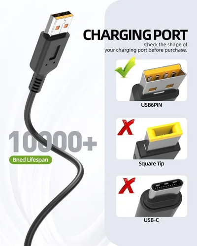 Vista 2 de Superer - Cargador para Lenovo exclusivo punta en ángulo Ideapad Yoga 3 Pro 1370 1170 1470 700 700-11ISK 700-14ISK 700S-14ISK 900 900-13ISK