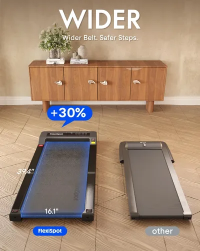 Vista 7 de FLEXISPOT Foldable Walking Pad Treadmill for Home Office, Under Desk Treadmill with Fold-in-Half Design, Quiet Brushless Walking Experience, 264 LBS