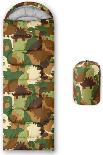 Vista 14 de AILONEN Saco de dormir de campamento de dibujos animados para niños y niñas, adultos, ligero e impermeable, 3 estaciones, clima cálido y frío