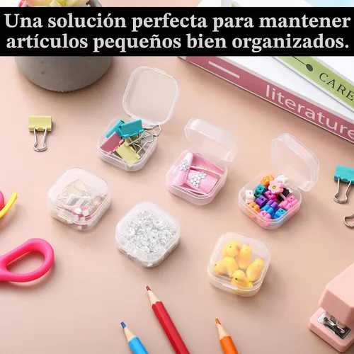 Vista 5 de Soaoo 300 piezas de contenedores pequeños de almacenamiento de plástico para organizar con tapa con bisagras, caja transparente de suministros