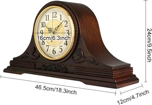 Vista 7 de Reloj de repisa, reloj de madera silenciosa, para escritorio, chimenea, relojes de escritorio de madera, relojes de repisa, para dormitorio, sala