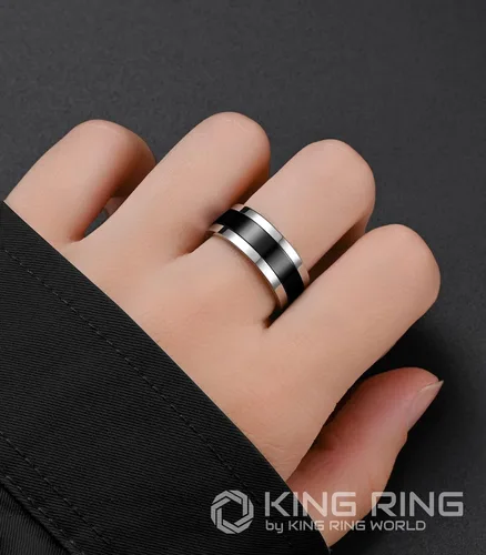 Vista 4 de King Ring Anillos giratorios ultra pulidos de 0.315 in Anillos de acero inoxidable planos brillantes de alta calidad para hombres y mujeres