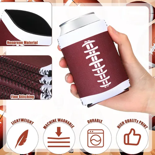 Vista 3 de Ziliny 26 fundas para enfriar latas de fútbol, botellas de cerveza, botellas aislantes plegables a granel para amantes del fútbol, fiestas temáticas