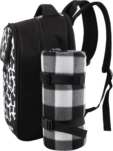Vista 8 de apollo walker - Mochila para picnic para 2 personas con compartimento refrigerado, soporte desmontable para botella/vino, manta de forro polar