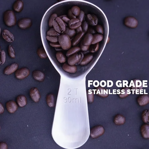 Vista 5 de Cuchara de café de 2 cucharadas – Negro cepillado – Acero inoxidable – Cuchara de medición precisa para café, té y más – Mango ergonómico