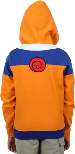 Vista 3 de Bioworld Naruto Uzumaki Naruto Cosplay - Sudadera con capucha con cremallera para niños, Multicolor