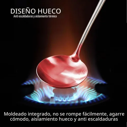 Vista 5 de Berglander Juego de espátulas Wok, utensilios de cocina de acero inoxidable - Herramientas Wok de 17 ": espátula, cucharón, espumadera
