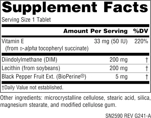 Vista 2 de Source Naturals DIM, diindolilmetano 200 mg con bioperina, vitamina E y más - 120 tabletas