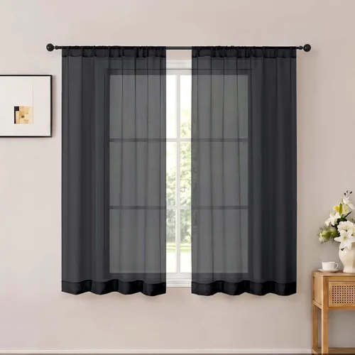 Vista 40 de OWENIE White Sheer Curtains 96 Inches Long 2 Panels for Living Room 52 Wide