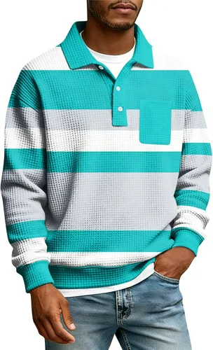 Vista 23 de Camisas de manga larga con botones a cuadros para hombre, con cuello de manga larga, estilo casual, elegante, a cuadros