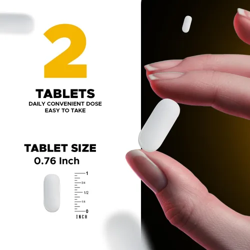 Vista 3 de Vitabod Glicinato de magnesio 1000 mg por porción que proporciona 300 mg de magnesio elemental - 90 tabletas vegetarianas - Forma quelatada - Apoya