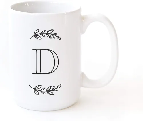 Vista 26 de The Cotton & Canvas Co. Manhattan Wreath - Taza de café personalizada con monograma inicial con letra A, taza de café de cerámica de porcelana. Para