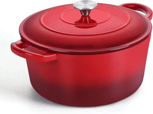Vista 14 de TeamFar Horno holandés de hierro fundido esmaltado, olla pequeña de 3 cuartos de galón con tapa, olla de hierro fundido resistente para hornear pan