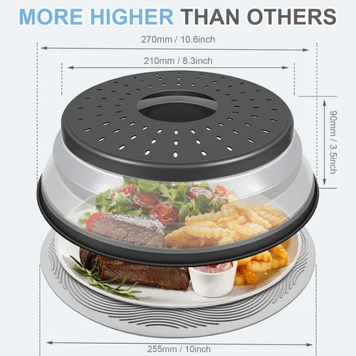 Vista 6 de LekDrok - Paquete de 2 fundas para alimentos para microondas con tapete de 10 pulgadas, tapete como soporte para tazón, cubierta para protector