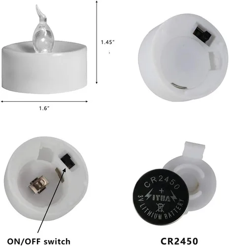 Vista 7 de Vela de té LED, vela parpadeante sin llama con control remoto, de larga duración, funciona con pilas, vela LED para celebración de temporada