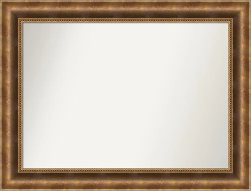 Vista 212 de Amanti Art Espejo de pared personalizado no biselado (25 x 25 pulgadas), marco de bronce acentuado, varios tamaños personalizados, espejo de baño