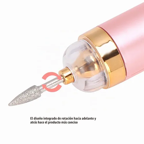 Vista 2 de Kit de taladro eléctrico para uñas, kit de manicura inalámbrico recargable, pulidor de uñas portátil con luz (01)