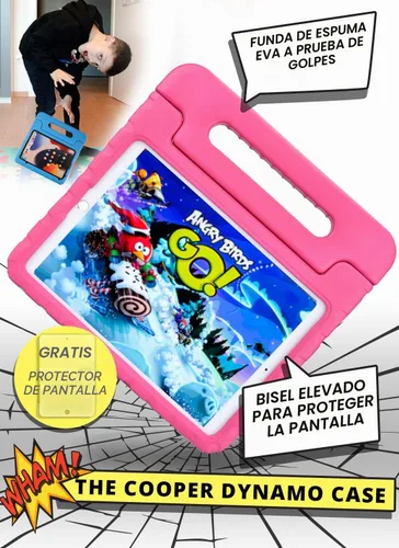 Vista 3 de Cooper Dynamo - Funda oficial para iPad de 9ª generación para niños, compatible con iPad 10.2, 8ª, 7ª generación, Air 3, Pro 10.5, resistente Rosado