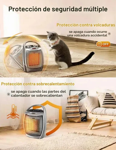 Vista 5 de Electactic - Calentador de espacio portátil de cerámica con termostato, ventilador de 1500 W para interiores con protección contra