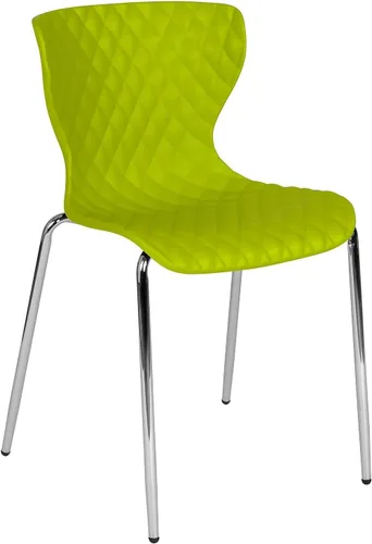 Vista 9 de Pemberly Row Silla de comedor de plástico moderna en negro y cromado