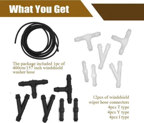 Vista 4 de Manguera universal de líquido de lavadora de 13.1 ft, kit de manguera para limpiaparabrisas con 12 conectores de manguera para conectar la bomba