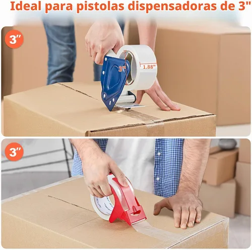 Vista 6 de JARLINK 12 rollos de cinta de embalaje transparente con 2 dispensadores