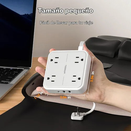 Vista 6 de TESSAN Cable de extensión plano protector de sobretensiones de 1 pie