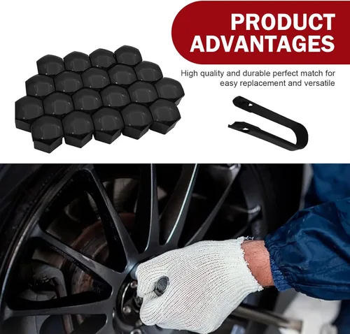 Vista 4 de 20 PIEZAS Tapa para Tuerca de Llanta, Tuerca Hexagonal de 17 mm para Tornillos de Neumáticos a Prueba de Óxido y Polvo, Carcasa Plástica Decorativa