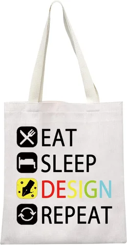 Vista 9 de MEIKIUP Regalo de diseñador Comer Dormir Diseño Repetir Maquillaje Bolsa Regalo para Diseñador de Interiores Diseñador Gr, Design Repeat Bag Negro