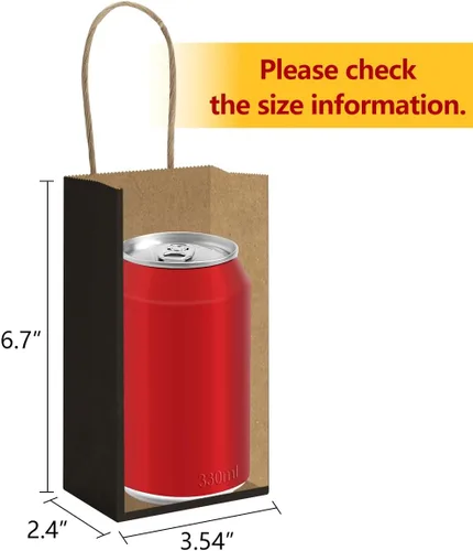 Vista 2 de Bolsas de regalo de papel kraft BagDream 100 unidades 3.5 x 2.4 x 6.7 pulgadas, pequeñas bolsas de regalo para fiestas con asas, bolsas de papel