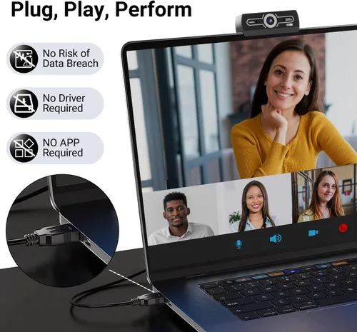 Vista 6 de Diccik Cámara web 2K para PC, videollamadas Full HD, corrección de luz HD, funciona con Skype, Zoom, FaceTime, Hangouts, PC/Mac/Laptop/MacBook/Tablet