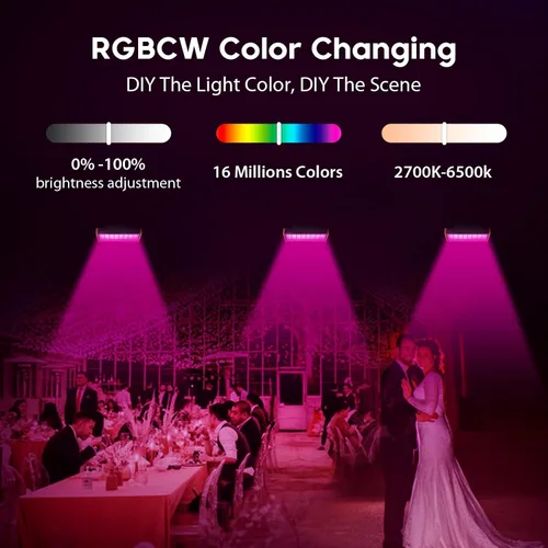 Vista 2 de Luz programable de la lavadora de la pared del LED, reflectores elegantes de 168W RGBCW LED Linkable, AC120V, Dimmable, Group or Individual Luces