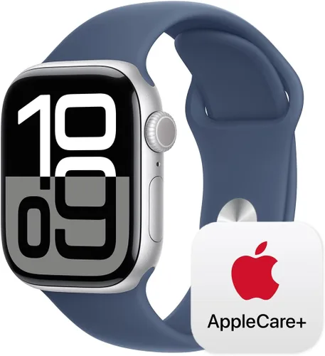 Vista 43 de Apple Watch Series 10 [GPS 42 mm] Smartwatch con caja de aluminio negro brillante y correa deportiva negra - M/L. Rastreador de fitness, aplicación