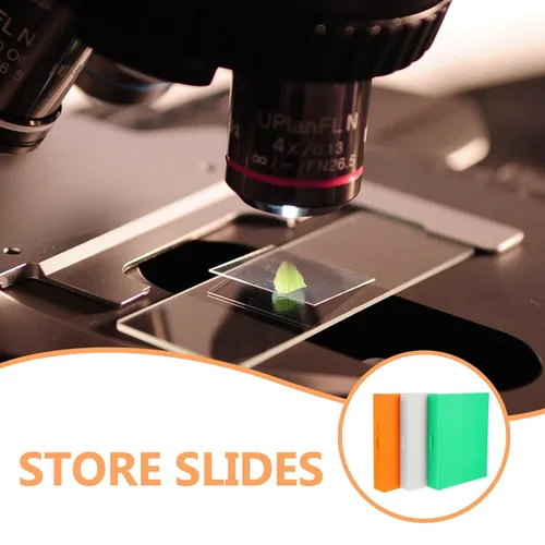 Vista 4 de Cajas de diapositivas de microscopio biológico 3 unids Organizadores de diapositivas de microscopio científico Cajas