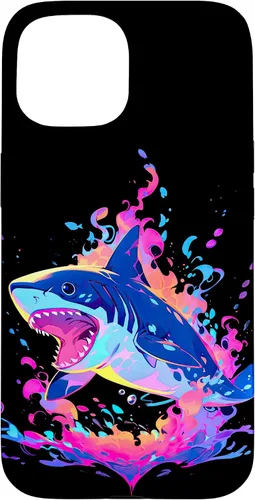 Vista 6 de iPhone 16 Colorful Shark, Spirit Animal, Multicolor Art, Case