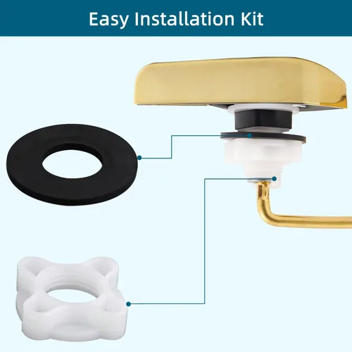 Vista 4 de Kit universal de repuesto de mango de inodoro de montaje frontal de metal compatible con piezas de tanque de inodoro Kohler, manija de palanca
