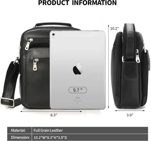 Vista 2 de Ringsun Bolso pequeño de cuero para hombre, bolso de cuero para hombre, bolso de mensajero para hombre, bolso cruzado con cremallera