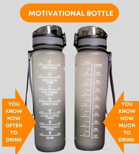 Vista 3 de TA-DA Botella motivacional con enfriador de latas. 32 onzas te dice cuánto debes y bebiste Con enfriador de latas es más cálido, más frío y cómodo
