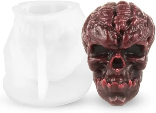 Vista 6 de Adai - Molde de vela de calavera para hacer velas, molde de silicona 3D para fundición de resina, bricolaje yeso, arcilla polimérica, decoración