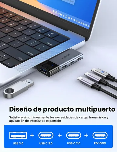 Vista 2 de MOGOOD USB C Hub 100W Power Delivery USB C Splitter Tipo C Hub