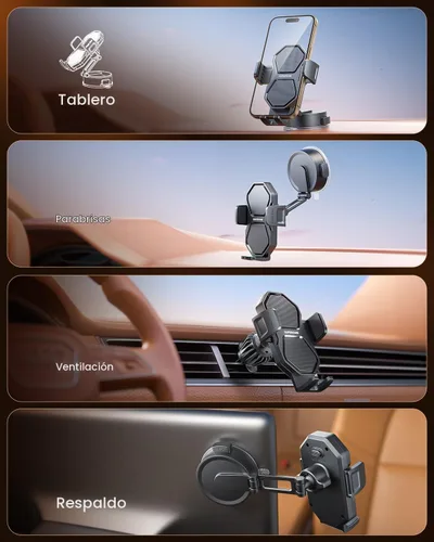 Vista 5 de SUPERONE Soporte para teléfono de coche 3 en 1, soporte de teléfono