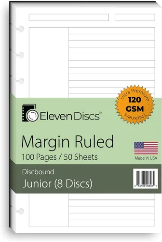 Vista 16 de Eleven Discs Papel Discbound, Hojas de Cuadrícula de Puntos Tamaño Junior - Repuestos Premium de 120gsm Peso Pesado para Cuaderno y Planificador - 8