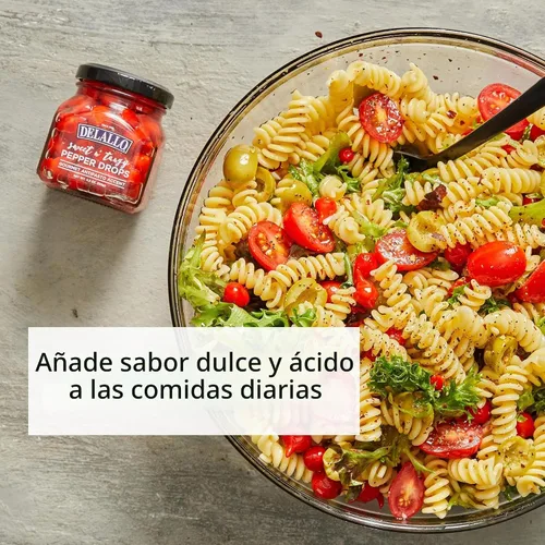 Vista 4 de DeLallo Gotas de pimienta dulce y picante, acento antipasto gourmet, tarro de 4.3 onzas, 1 paquete