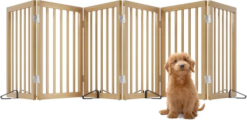 Vista 27 de Puerta plegable negra para mascotas de 18-55 pulgadas para escaleras y puertas, valla de puerta para cachorros