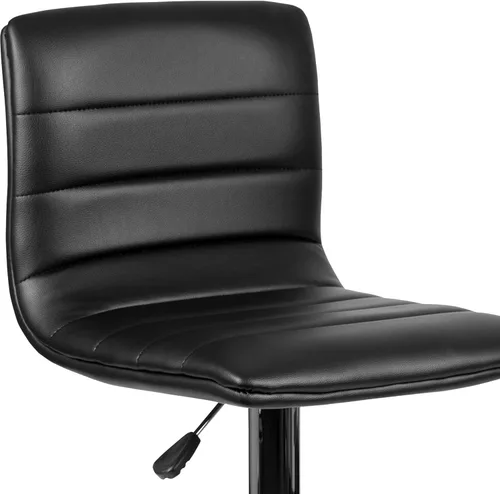 Vista 6 de Flash Funiture silla de bar ajustable con base cromada, Vinilo, Negro Naranja