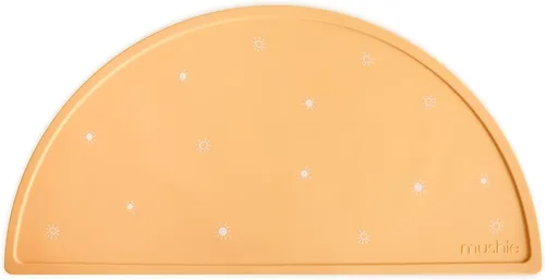 Vista 31 de mushie Mantel individual de silicona para niños, diseño antideslizante sin BPA (margarita negra)