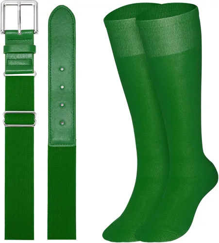 Vista 12 de XZQTIVE Conjunto combinado de calcetines de béisbol y softbol y cinturón de béisbol y sóftbol, calcetines de fútbol hasta la rodilla para niños